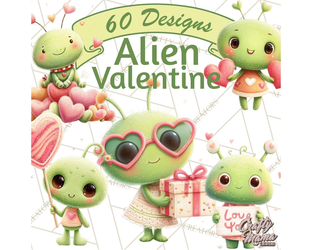 60 Png Green Alien Valentine Clipart PNG, Cute Alien Valentines, Kids ...