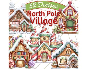 Weihnachten Nordpol PNG Clipart, Weihnachtsmann Schloss Clip Art, Rentier Stall PNG, Elfenhaus Clipart, Feriendorf Clip Art, Niedliche Weihnachten