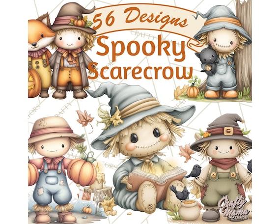 56 Png, Spooky Scarecrows PNG, Whimsical Halloween Clipart, Fall Scarecrow Clip Art, Pumpkin Patch Scene Builder, Printable Autumn PNG