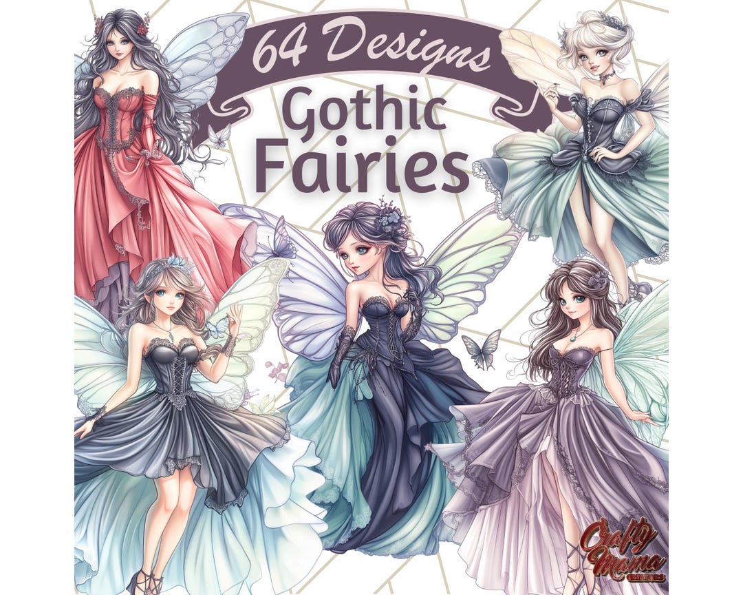 Gothic Fairy Clipart Bundle, Dark Fantasy Fairies PNG, Potion Bottle ...