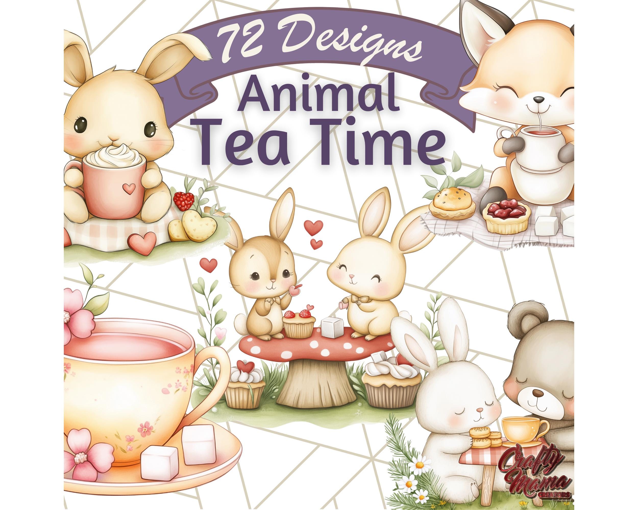Tea Time Animal Clipart PNG, Cute Woodland Tea Party Animals Clip Art ...