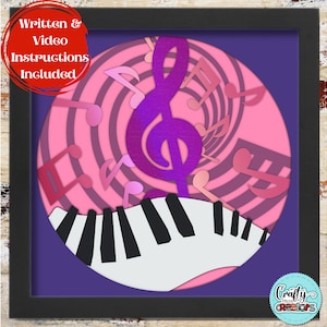 3D Piano Shadow Box Svg, Music Notes Svg Shadowbox, Piano Svg 3D Layered Papercut, Music Teacher SVG Files For Cricut, Band Svg Shadow Box
