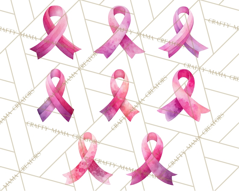 60 Png, Watercolor Pink Ribbon Clipart, Breast Cancer Awareness PNG ...