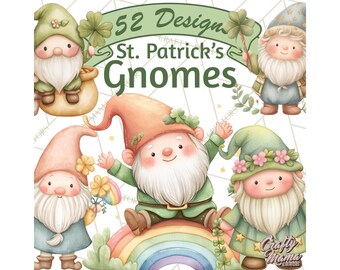52 Png, St Patricks Gnomes PNG, Cute Irish Gnome Clipart, Shamrock Gnome Clip Art, Green Holiday Gnomes, St Patrick Printable