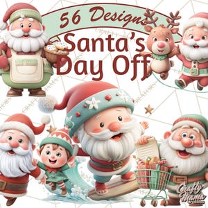56 Png, Funny Santa Clipart PNG, Whimsical Christmas Santa Illustrations, Santa Silly Poses, Holiday Character Clip Art, Printable Graphics