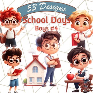 School Teacher Clipart, Boy Teacher PNG, Classroom Sublimation Art, Education Digital Download, Cute Teacher Cartoon Illustrations