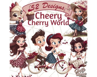 52 Png, Cherry Clipart PNG, Cherries Clip Art, Baking, Coquette, Vintage Aesthetic, Garden, Tea Party, Summer Fruit, Food, Printable