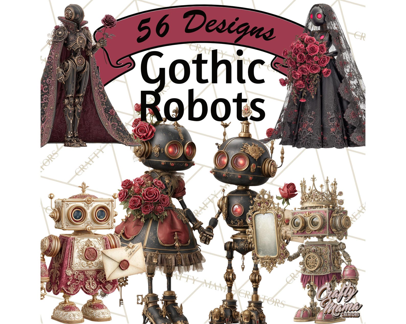 56 Png Gothic Robot Clipart, Victorian Steampunk Clip Art, Dark Romance ...