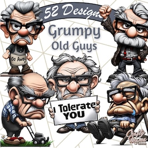 Grumpy Old Man Clipart PNG, Funny Father’s Day Clip Art, Cranky Grandpa Digital Graphics, Cartoon Dad PNG, Angry Old Man Illustration