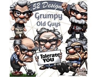 Immagine PNG di un vecchio brontolone, clipart divertente per la festa del papà, grafica digitale di un nonno scontroso, papà dei cartoni animati in formato PNG, illustrazione di un vecchio arrabbiato