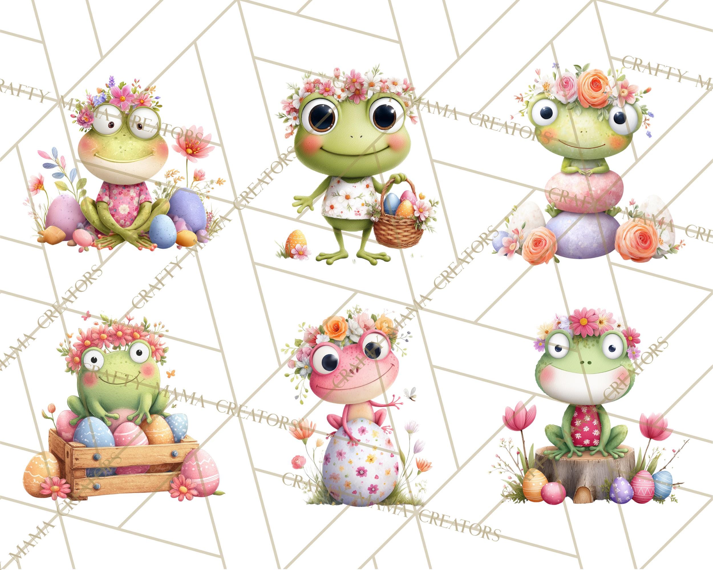48 Png, Frog Easter Clipart PNG, Cute Frog Holding Eggs, Pastel Spring ...