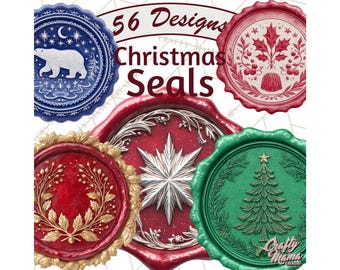 56 Png, vintage Noël cire sceau Clipart PNG, vacances sceaux de cire, fête des cliparts sceau de cire, sceaux numériques, imprimable Scrapbooking Junk Journal