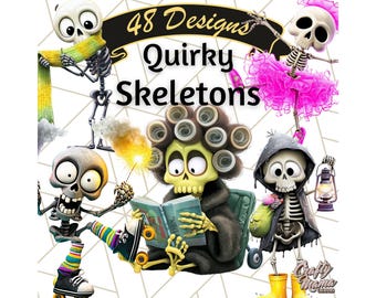 Quirky Skeleton Clipart PNG, Cute Halloween Skeleton Art, Funny Skeleton Clip Art, Spooky Skeleton PNG, Silly Halloween Bones Illustration