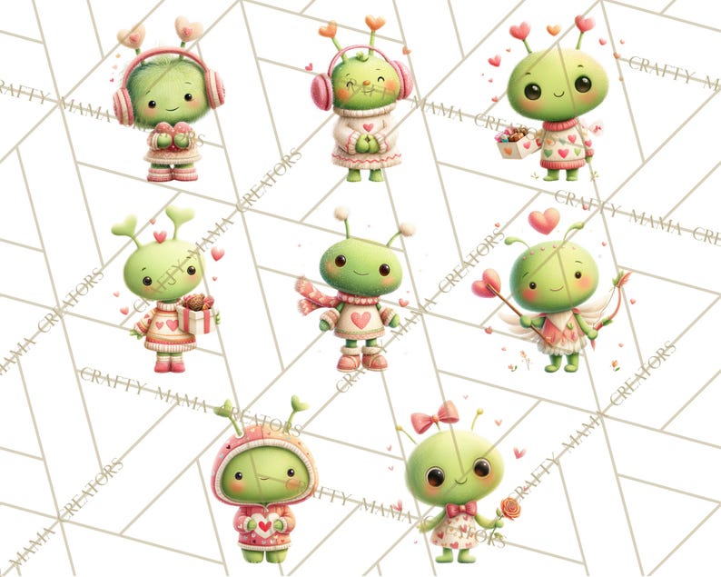 60 Png Green Alien Valentine Clipart PNG, Cute Alien Valentines, Kids ...