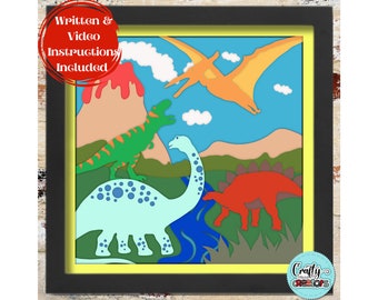 Dinosaur Svg, Layered Dinosaur 3D Shadow Box Svg, T Rex SVG Shadow Box, 3D Svg Dinosaur Files, Dinosaur Paper Craft Layered Cricut Projects