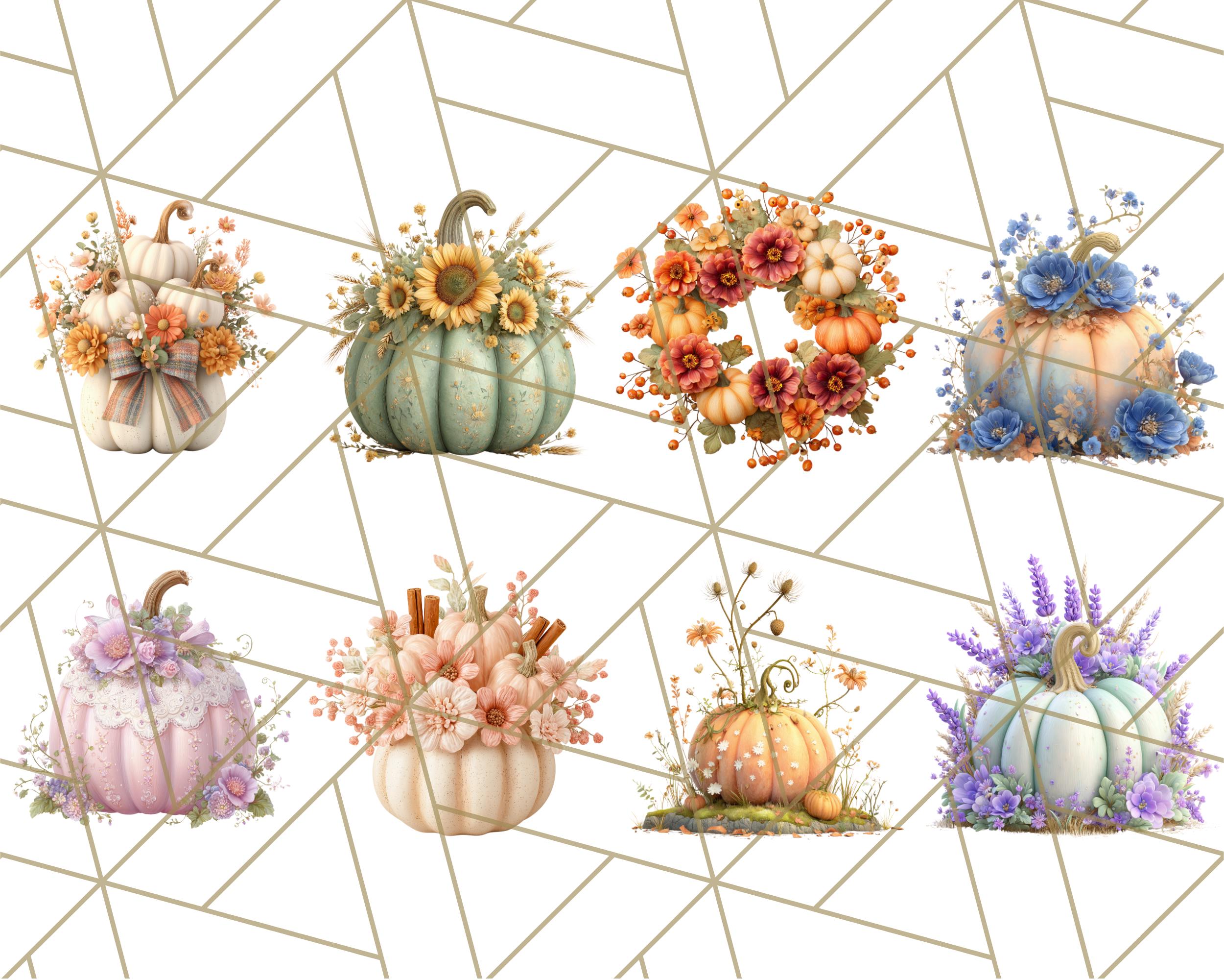 Pumpkin Clipart Fall Flowers PNG, Soft Realistic Pumpkin Clip Art ...