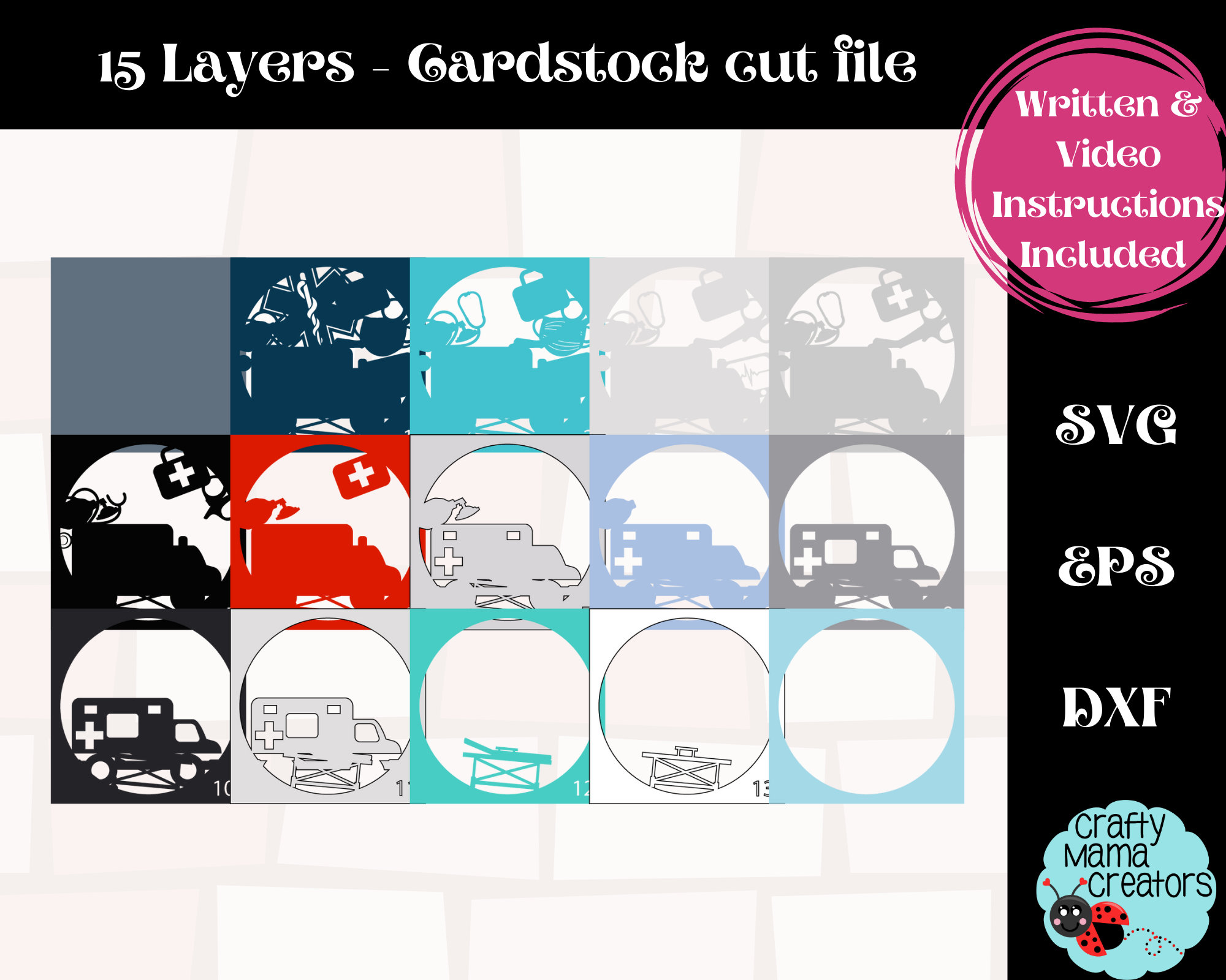 3D EMS Svg Shadow Box, Paramedic Svg Stethoscope Shadowbox Svg, EMT 3D ...