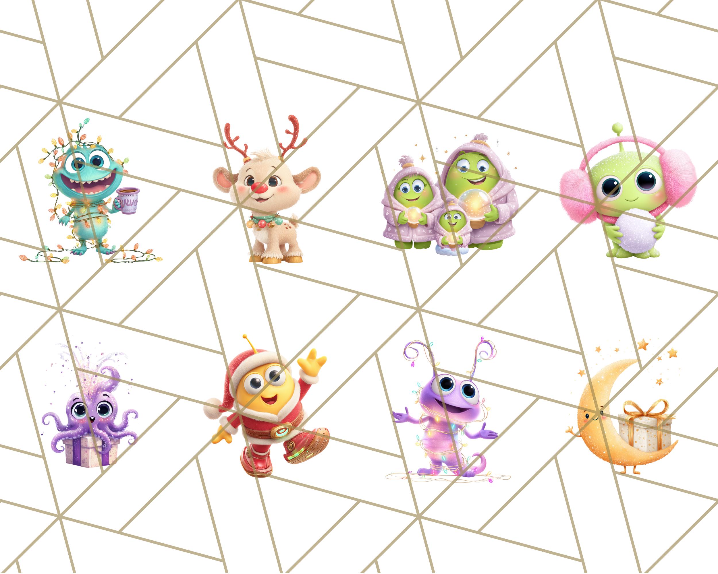 64 Png, Alien Christmas Clipart, Cute Holiday Pngs With Space Aliens ...