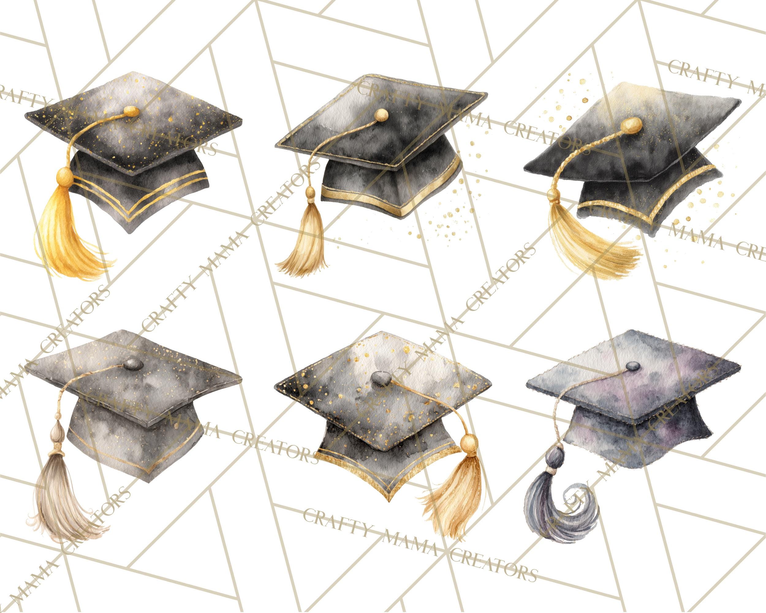 48 Png, Graduation Cap Clipart PNG, Watercolor Graduation Hat With ...