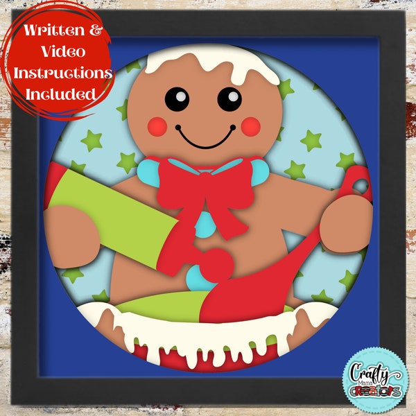 3D Gingerbread Shadow Box, Christmas Shadow Box SVG, Christmas Layered Papercut, Christmas Cookies, Files For Cricut with Easy Instructions 3D Gingerbread Shadow Box, Christmas Shadow Box SVG, Christmas Layered Papercut, Christmas Cookies, Files For Cricut with Easy Instructions