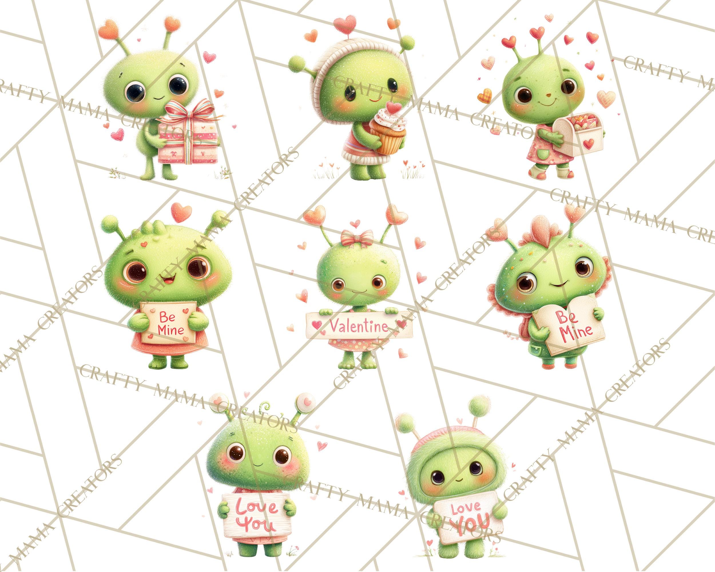 60 Png Green Alien Valentine Clipart PNG, Cute Alien Valentines, Kids ...