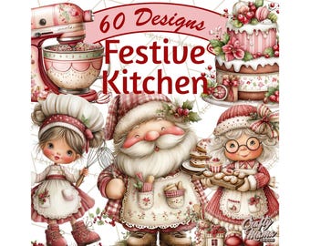 60 Png, Christmas Baking Clipart PNG, Holiday Cookie Clip Art, Gingerbread Man, Baking Illustration, Festive Scene Creator, Printable PNG
