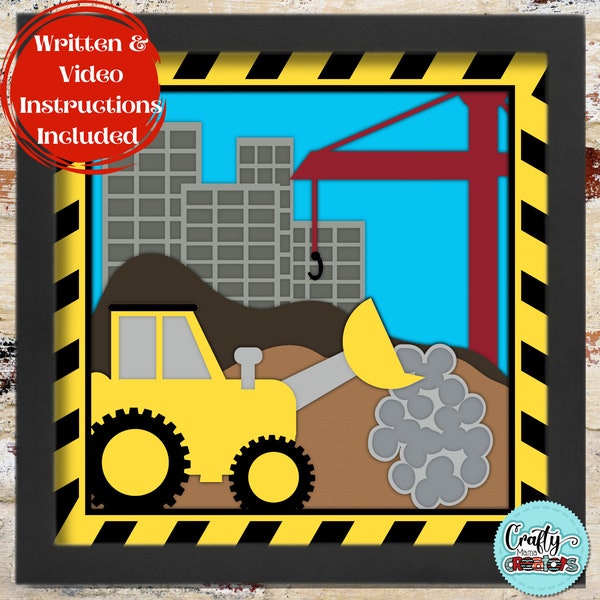 3D Construction Site Shadow Box, Tractor Shadow Box SVG, Heavy Equipment Layered Papercut, Excavator Files For Cricut with Easy Instructions