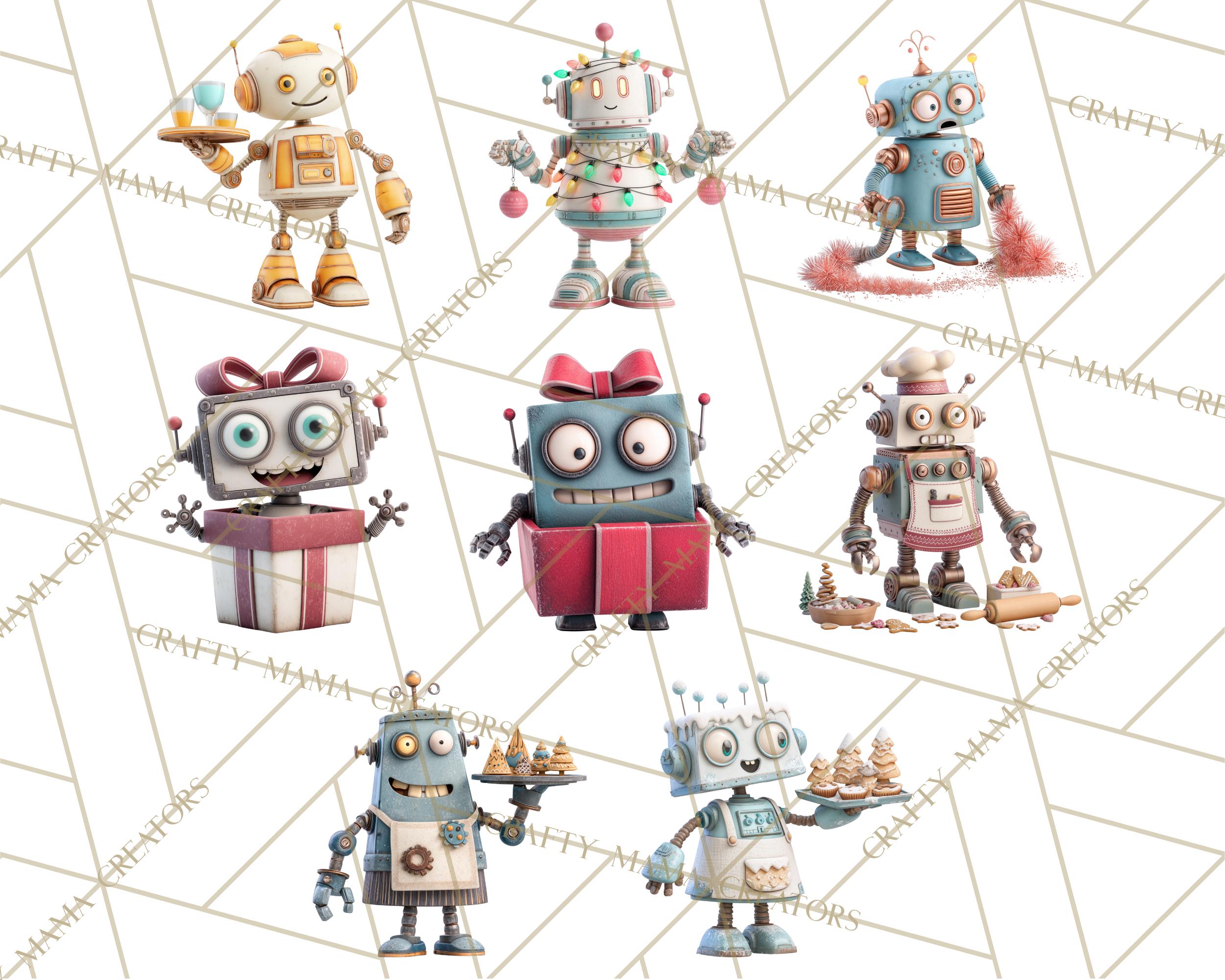 60 Png, Christmas Robot Clipart, Holiday Robot PNG, Funny Retro ...