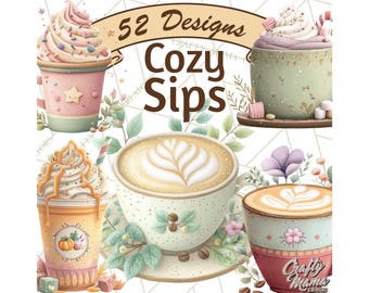 52 Png, Pumpkin Spice Drinks Clipart PNG, Fall Coffee Clip Art, Autumn Latte Hot Chocolate Cider Illustrations, Cozy Seasonal Beverage Png