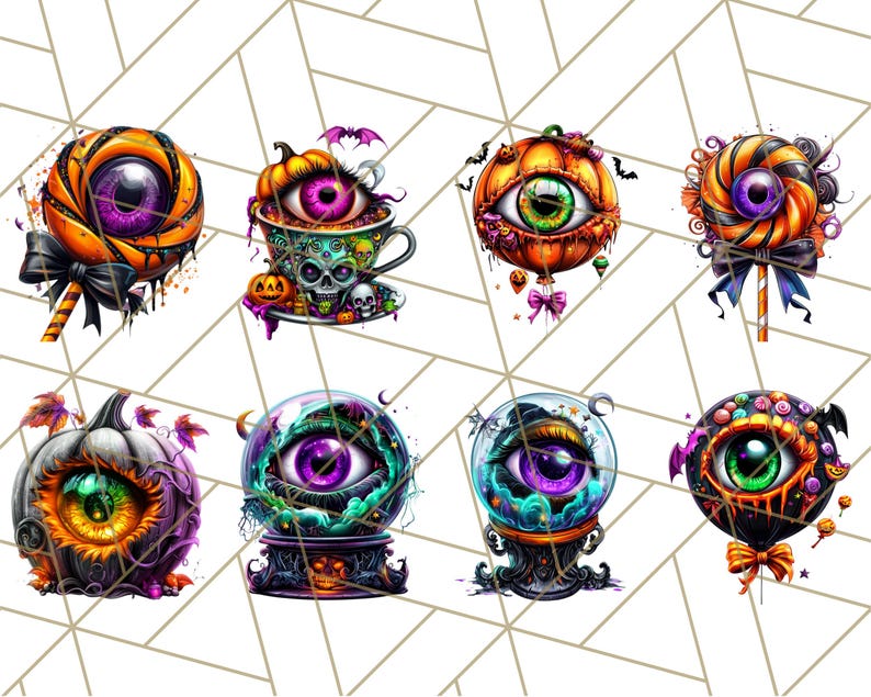 Spooky Halloween Eye PNG Clipart, Cute Eyeballs Clip Art, Glitter ...