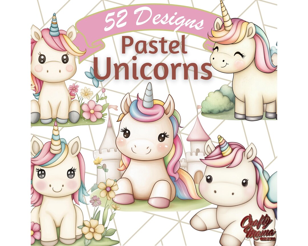 Pastel Unicorn Clipart PNG, Fairy Tale Rainbow Unicorns, Castle and ...