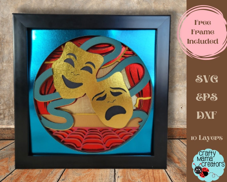 3D Theater Shadow Box Svg Theater Masks Shadowbox Svg - Etsy