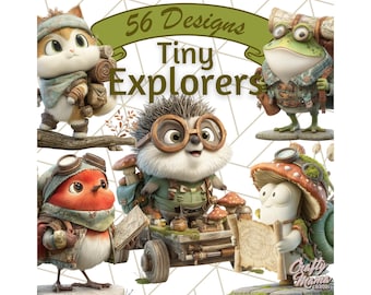 56 Tiny Explorers Clipart PNGs, Kids Adventure Clip Art, Travel and Nature Character Illustrations, Explorer Cartoon Art