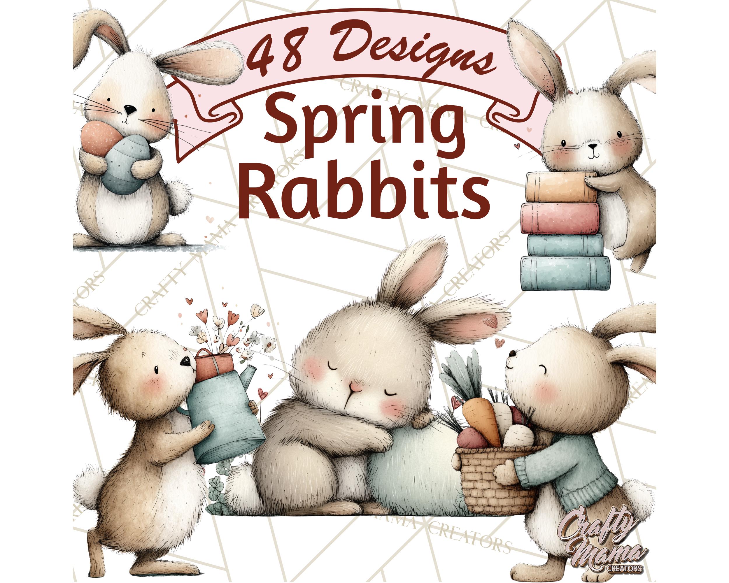 Spring Bunny Icon 48 PNG, Spring Bunny Clipart, Whimsical Bunny Illustrations, Cozy ...