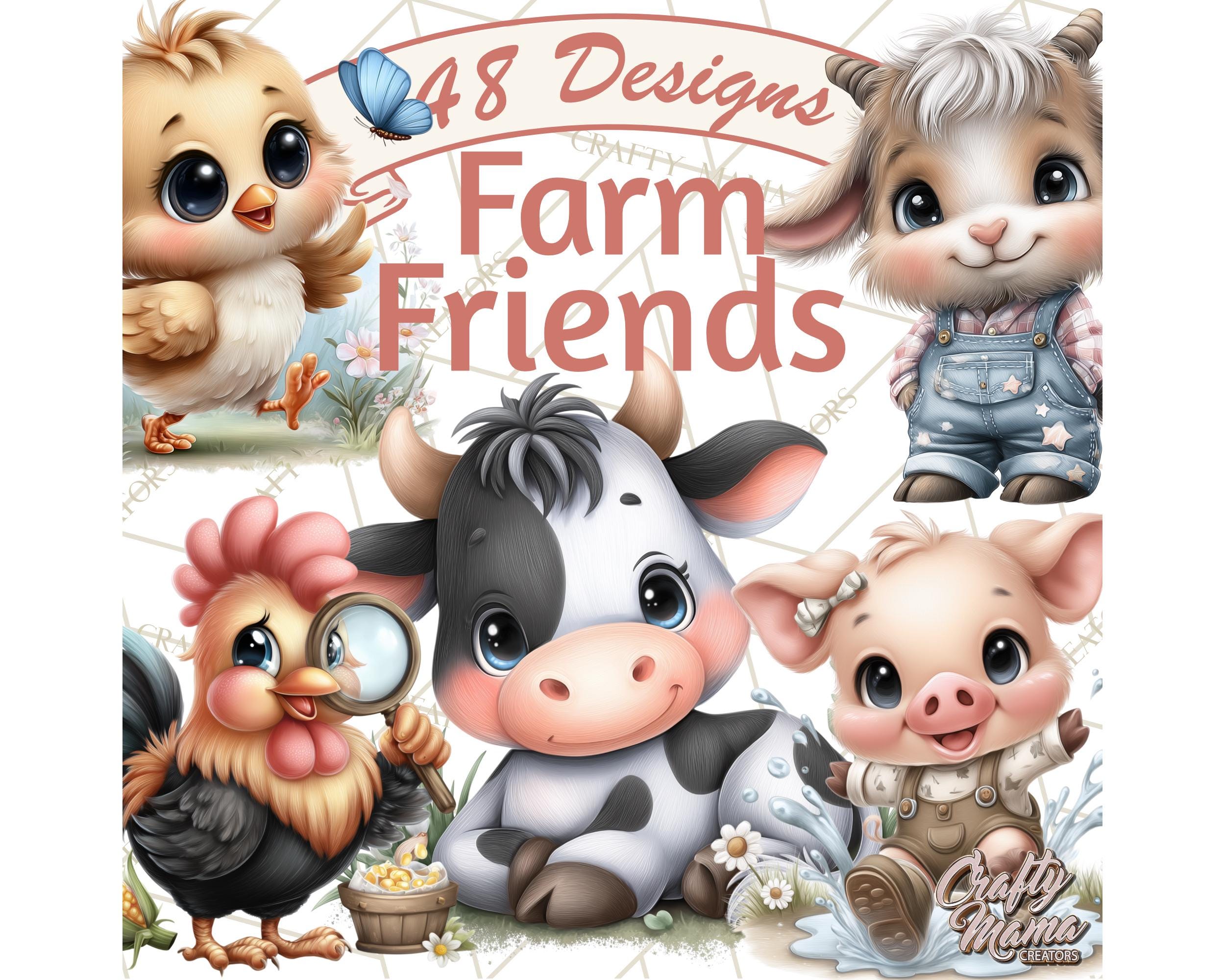 48 Png, Farm Animals Clipart PNG, Cute Cow Pig Sheep Chicken Horse Goat ...