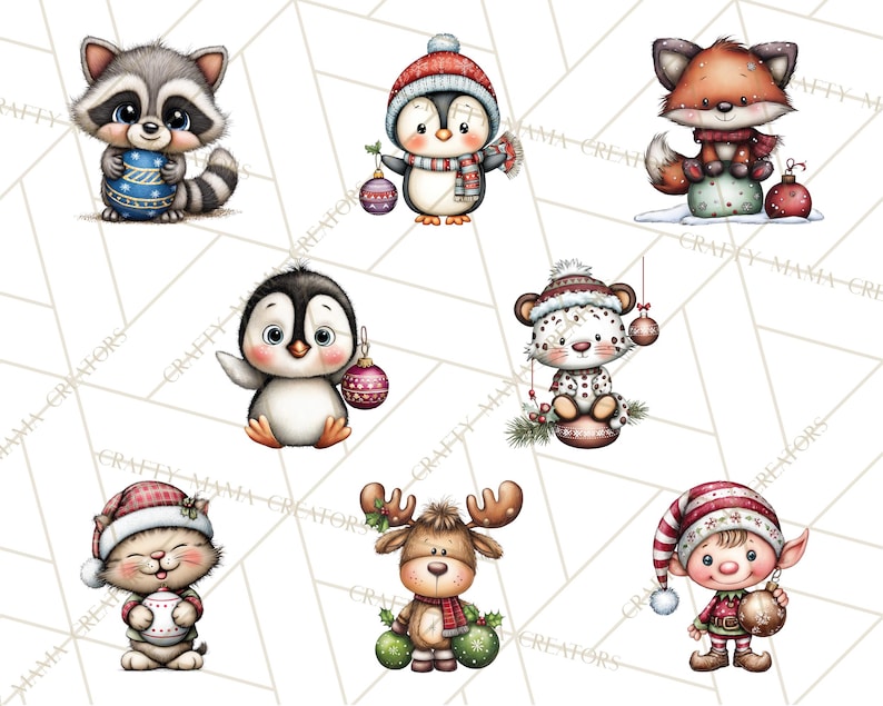60 Png, Julfigurer på Ornament PNG, Jul Clipart, Söt Jul Clip Art, Festliga Utskrivbara PNGs, Ornament Kul bild 6