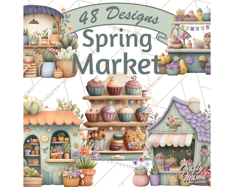 Spring Stall 48 Png Spring Market Stall PNG Clipart for Invitations, Flower ...