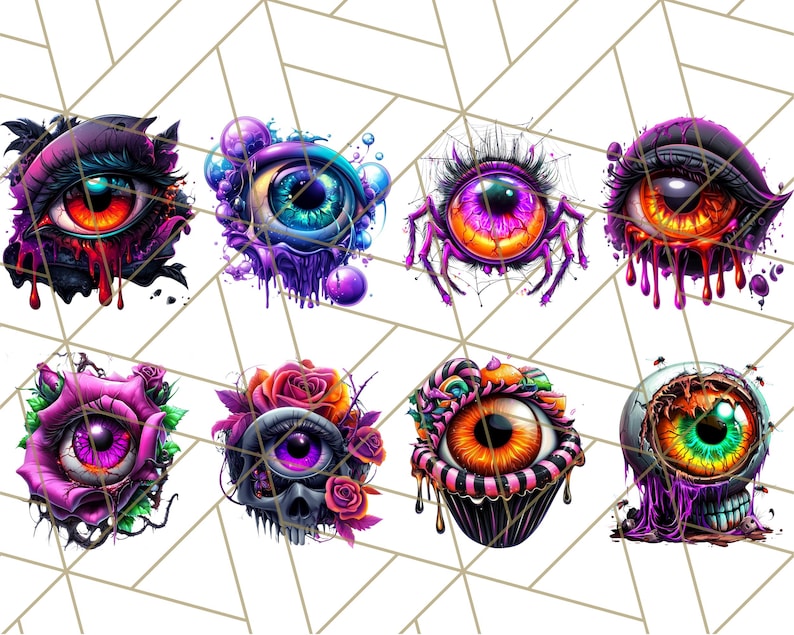 Spooky Halloween Eye PNG Clipart, Cute Eyeballs Clip Art, Glitter ...