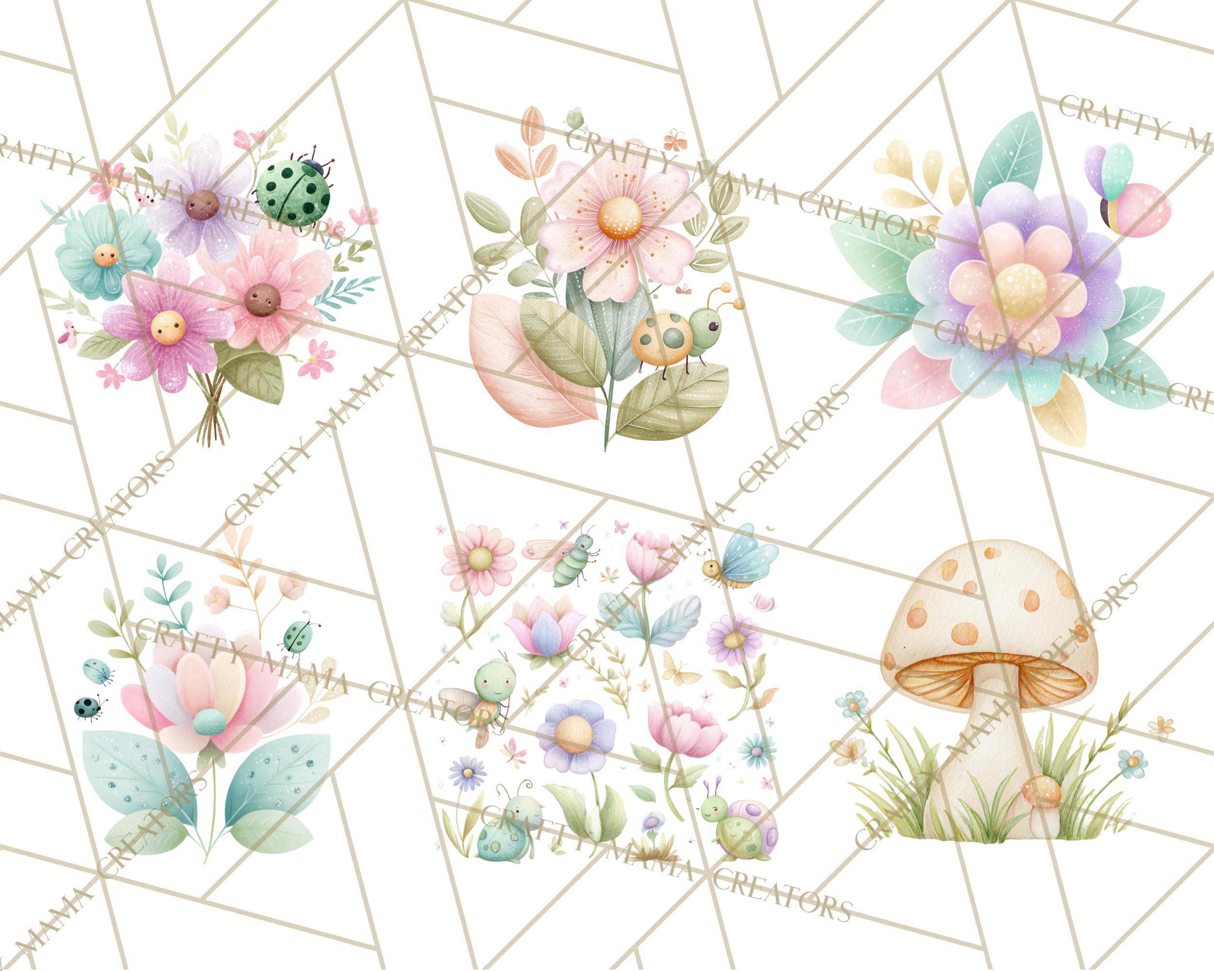 52 Png Spring Insects Clipart PNG, Cute Baby Bugs Watercolor Mini World ...