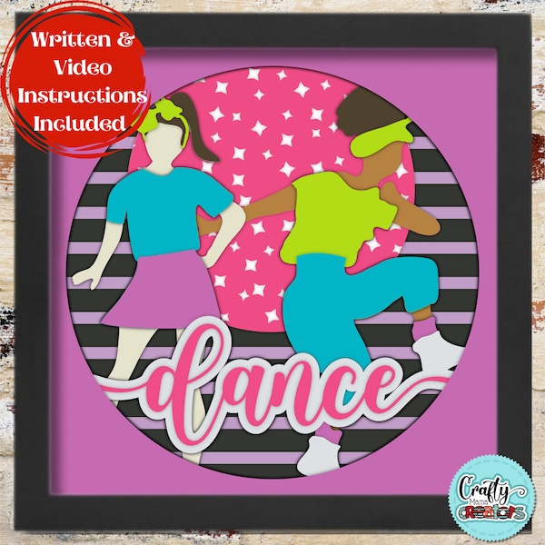 3D Dance Svg, Hip Hop Dance Shadow Box Svg, Retro Svg Shadowbox, Dance Svg Layered Papercut, 80s Neon SVG Files For Cricut, 80s Music Svg