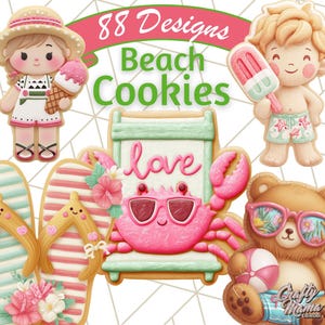 夏のクッキーのクリップアート、かわいい夏のキャラクターPNG、ビーチクッキーのクリップアート、フルーティーなクッキーのイラスト、かわいい夏のクッキー