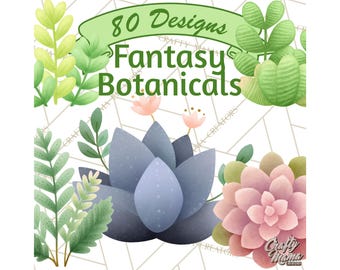80 Png, Fantasy Botanical Clipart, Unique Plants PNG, Whimsical Botanical Illustrations, Oddity Plant, Floral Graphics, Printable Clip Art