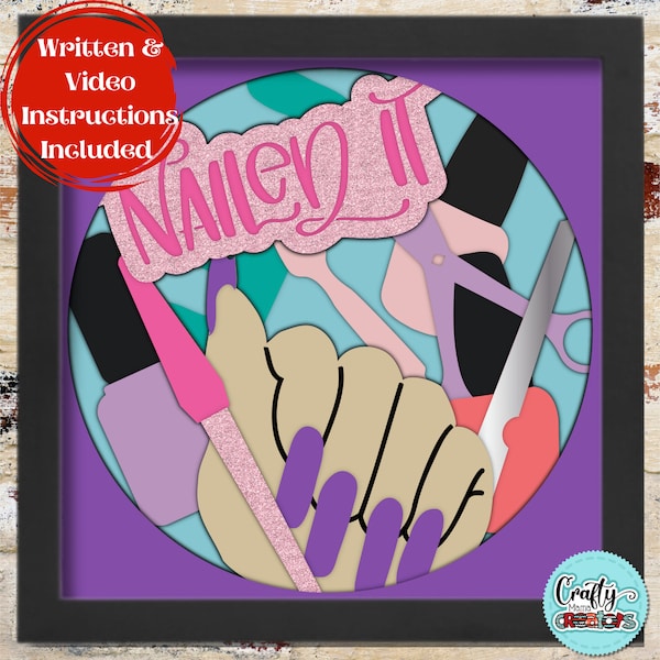 3D Nail Technician Shadow Box Svg, Manicure Svg Shadow Box, Nail Salon Layered Papercut, Nail Tech Svg Files For Cricut Easy Instructions