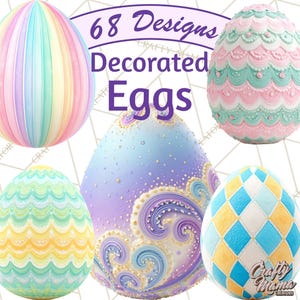 68 Png, Easter Egg Clipart PNG, Decorated Easter Eggs Clip Art, Pastel Spring Egg Designs, Easter Printable Graphics