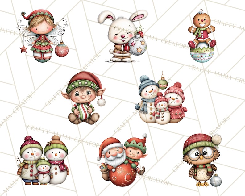 60 Png, Julfigurer på Ornament PNG, Jul Clipart, Söt Jul Clip Art, Festliga Utskrivbara PNGs, Ornament Kul bild 2