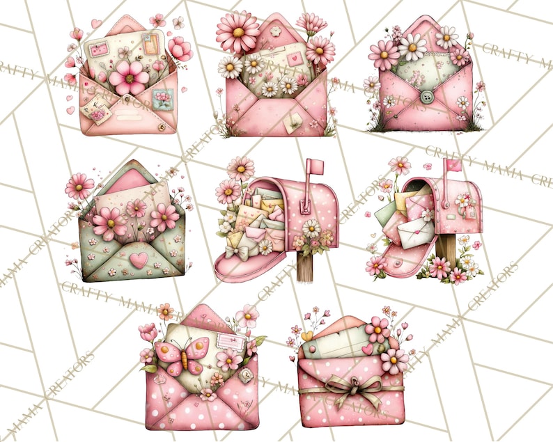 Spring Mail Stamp 56 Png Spring Letters Mail Clipart PNG, Floral Envelopes, Spring ...