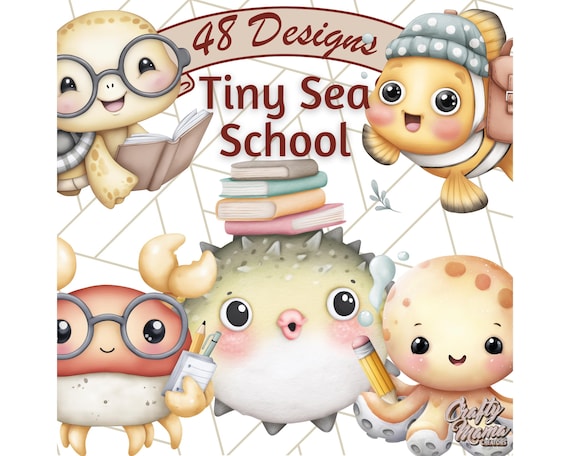 Sea Animal Clipart, Ocean Classroom PNG, Cute Marine Creatures Clip Art, Printable School Graphics, Sea Life for Kids, Cartoon Ocean Art