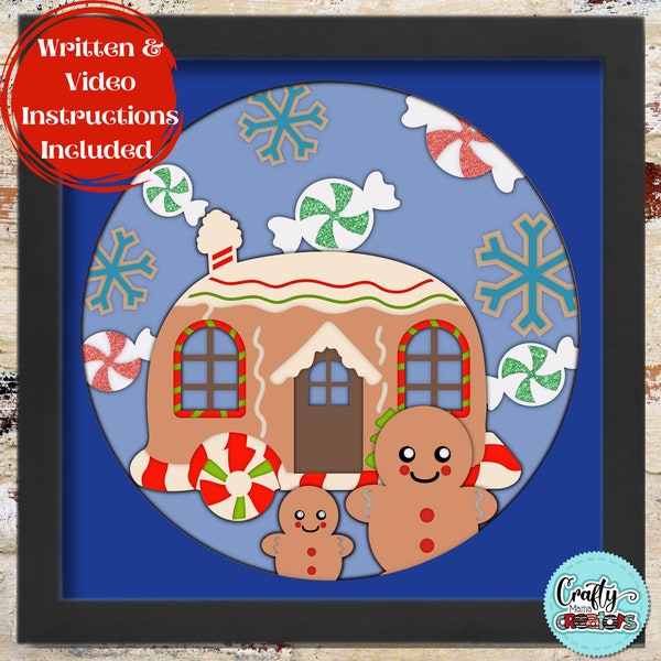 3D Gingerbread Shadow Box, Christmas Shadow Box SVG, Christmas Layered Papercut, Camping Christmas, Files For Cricut with Easy Instructions 3D Gingerbread Shadow Box, Christmas Shadow Box SVG, Christmas Layered Papercut, Camping Christmas, Files For Cricut with Easy Instructions