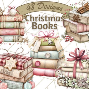 Weihnachtsbücher Clipart, Weihnachtsgeschichte PNG, Festliche Buchillustrationen, Gemütliche Winter Lesekunst, Weihnachtslese Clip Art, Buchliebhaber PNG