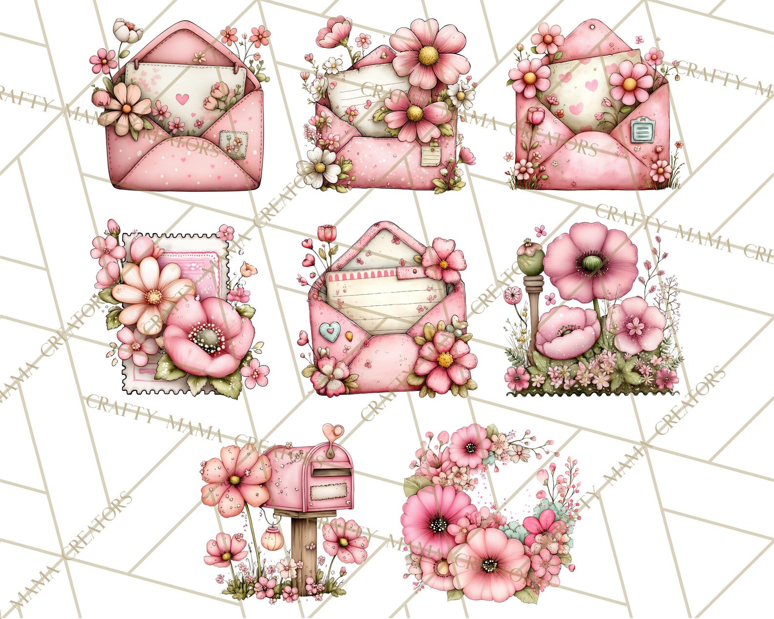 Spring Mail Stamp 56 Png Spring Letters Mail Clipart PNG, Floral Envelopes, Spring ...